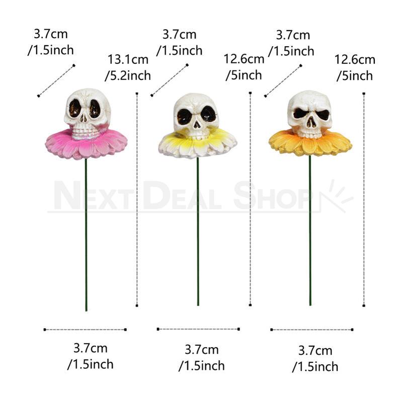 3 Pcs - Flower Skull Garden Stake