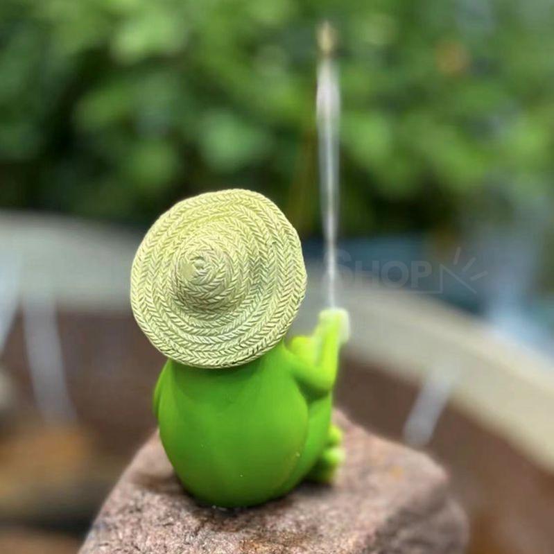 Fishing Frog Garden Figurine