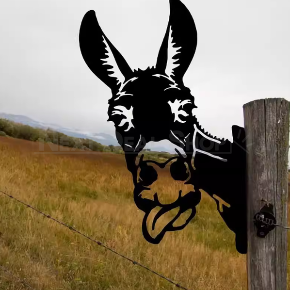 Metal Donkey Silhouette Garden Decor
