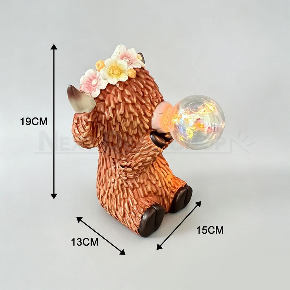 Solar Powered Highland Cow Blowing Bubble Garden Statue