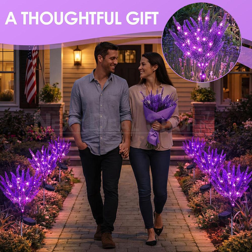 2 Pcs - Solar Powered LED Lavender Garden Stake Light