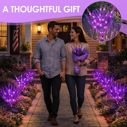 2 Pcs - Solar Powered LED Lavender Garden Stake Light