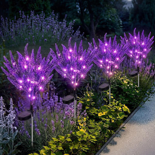 2 Pcs - Solar Powered LED Lavender Garden Stake Light