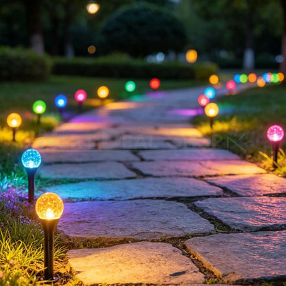 20 LED Multicolor Solar Powered Bubble Globe Garden Pathway Lawn Stake Lights