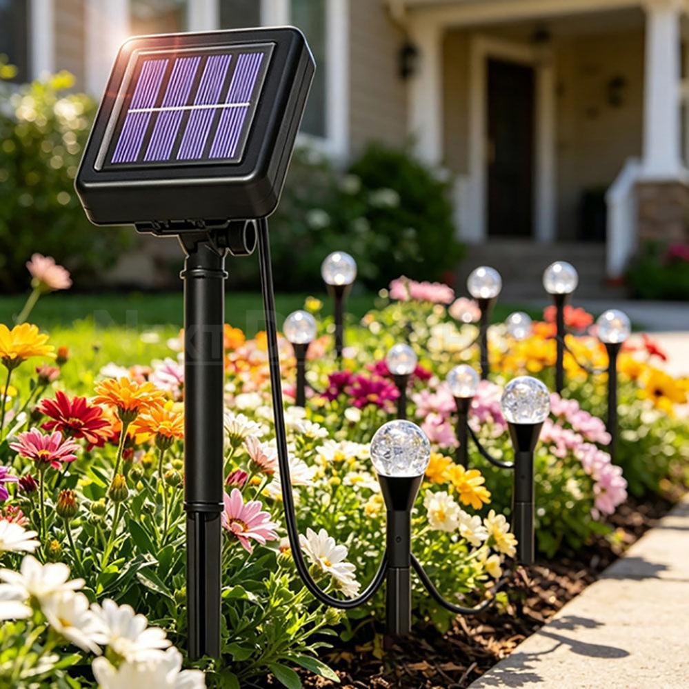 20 LED Multicolor Solar Powered Bubble Globe Garden Pathway Lawn Stake Lights