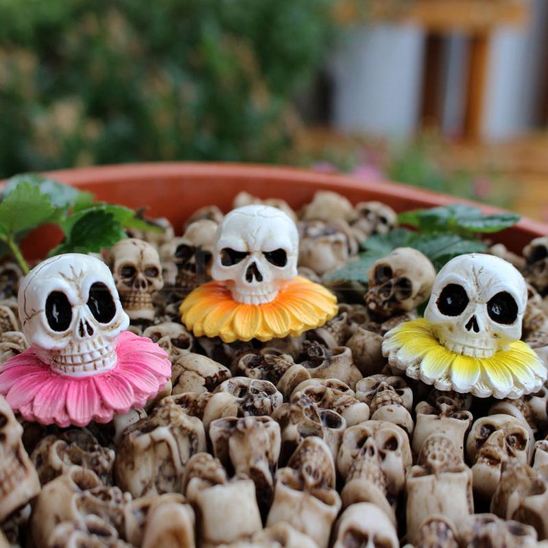 3 Pcs - Flower Skull Garden Stake