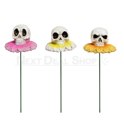 3 Pcs - Flower Skull Garden Stake