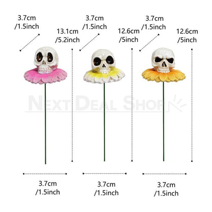 3 Pcs - Flower Skull Garden Stake