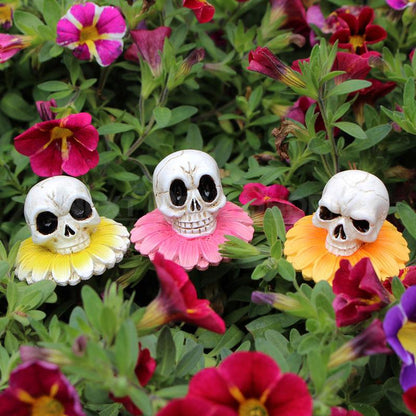 3 Pcs - Flower Skull Garden Stake
