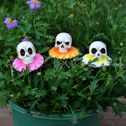 3 Pcs - Flower Skull Garden Stake