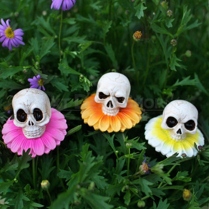 3 Pcs - Flower Skull Garden Stake