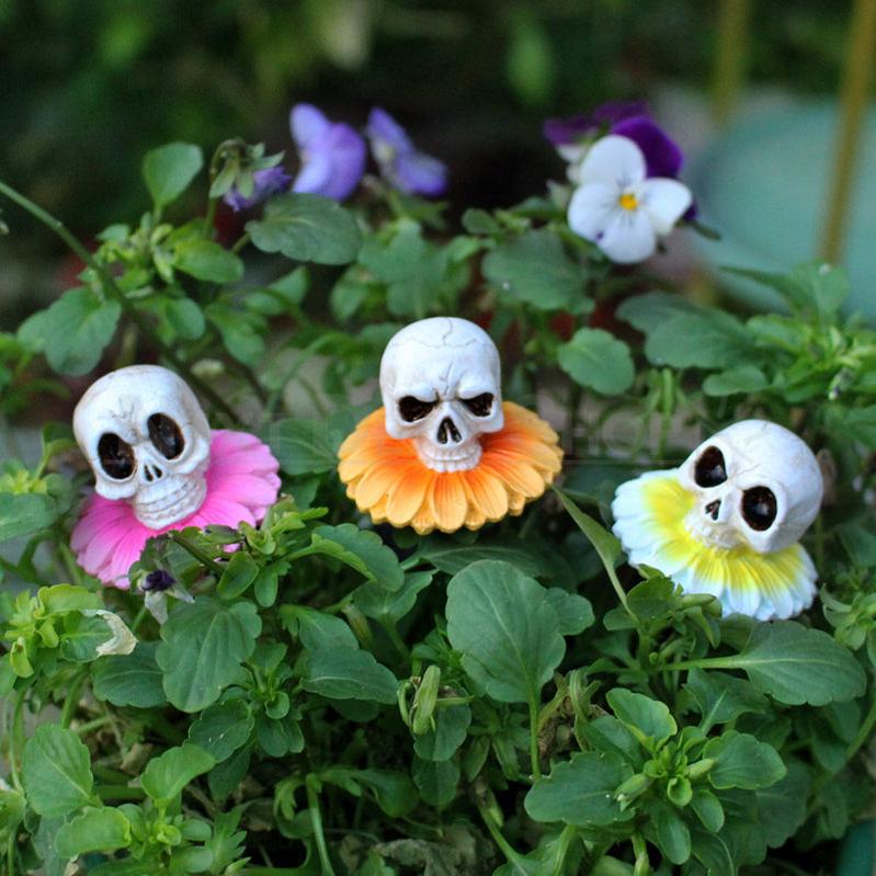 3 Pcs - Flower Skull Garden Stake
