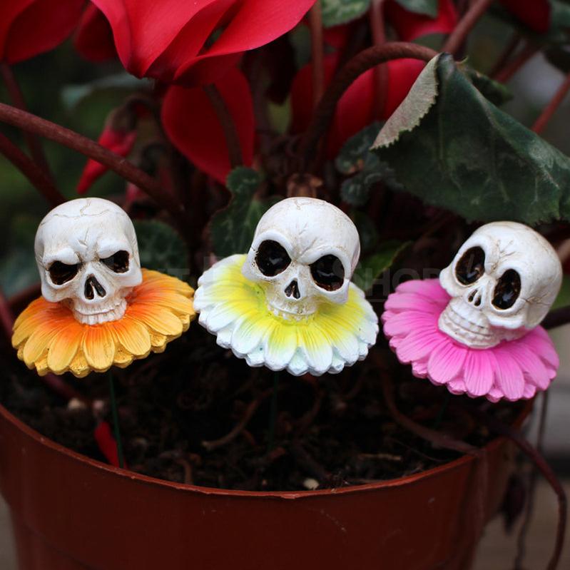 3 Pcs - Flower Skull Garden Stake