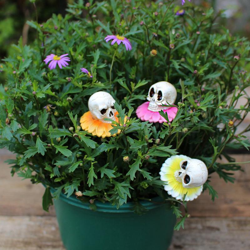 3 Pcs - Flower Skull Garden Stake