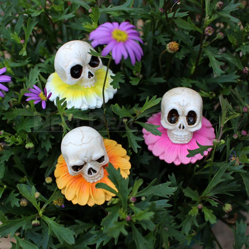 3 Pcs - Flower Skull Garden Stake