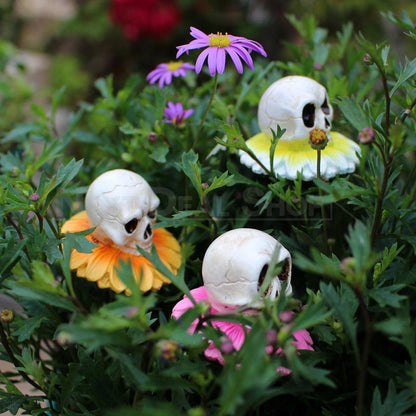 3 Pcs - Flower Skull Garden Stake