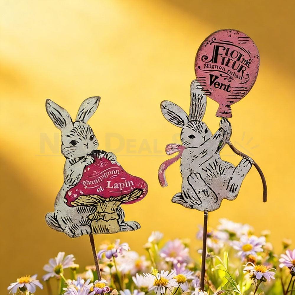 Adorable Metal Bunny Garden Stake