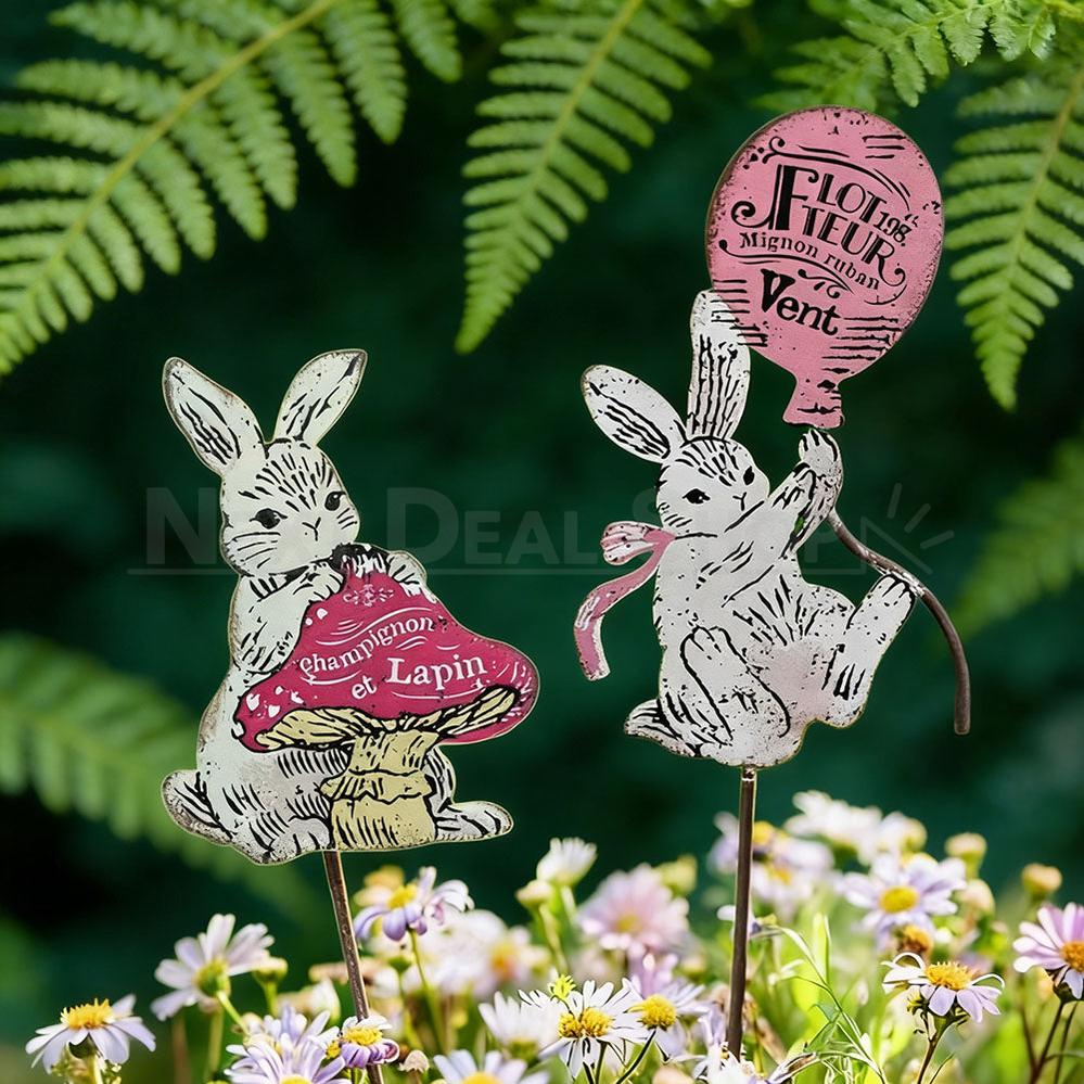 Adorable Metal Bunny Garden Stake