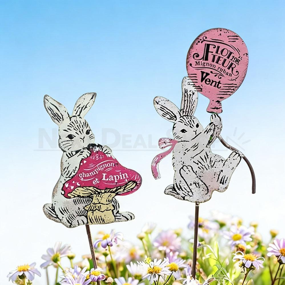 Adorable Metal Bunny Garden Stake