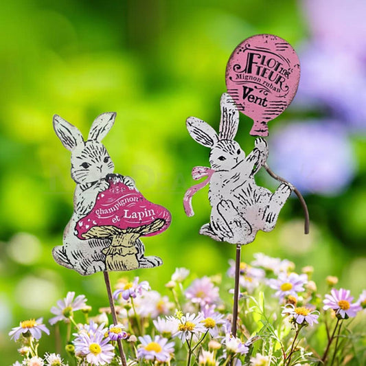 Adorable Metal Bunny Garden Stake