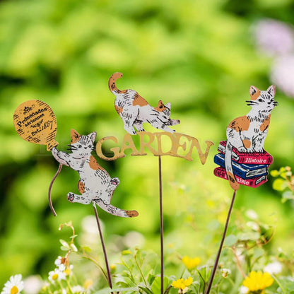 Adorable Metal Cat Garden Stake