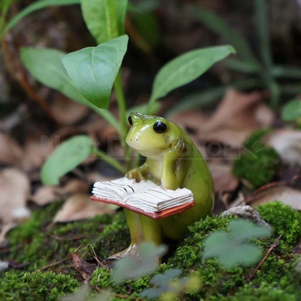 Adorable Reading Frog Garden Figurine