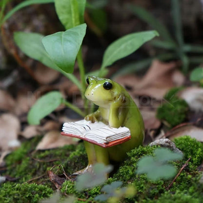 Adorable Reading Frog Garden Figurine