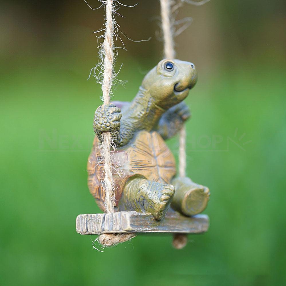 Adorable Swinging Turtle Garden Figurine