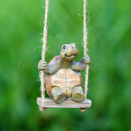 Adorable Swinging Turtle Garden Figurine