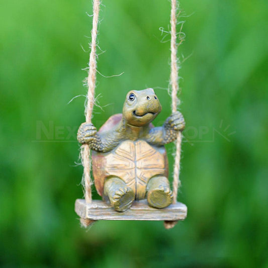 Adorable Swinging Turtle Garden Figurine
