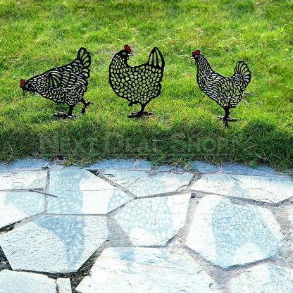 Chicken Family Garden Silhouette Yard Stake
