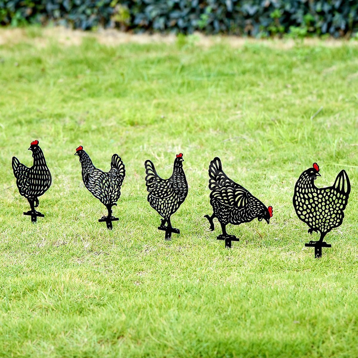 Chicken Family Garden Silhouette Yard Stake