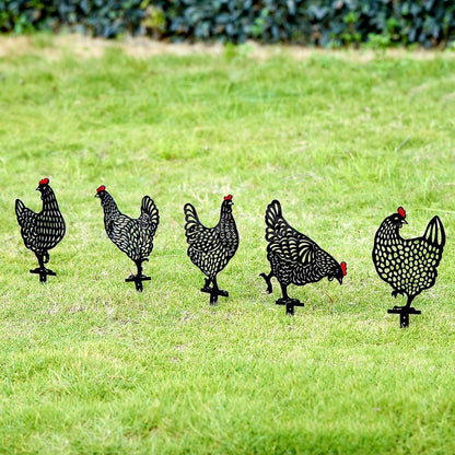 Chicken Family Garden Silhouette Yard Stake