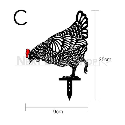Chicken Family Garden Silhouette Yard Stake