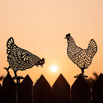 Chicken Family Garden Silhouette Yard Stake