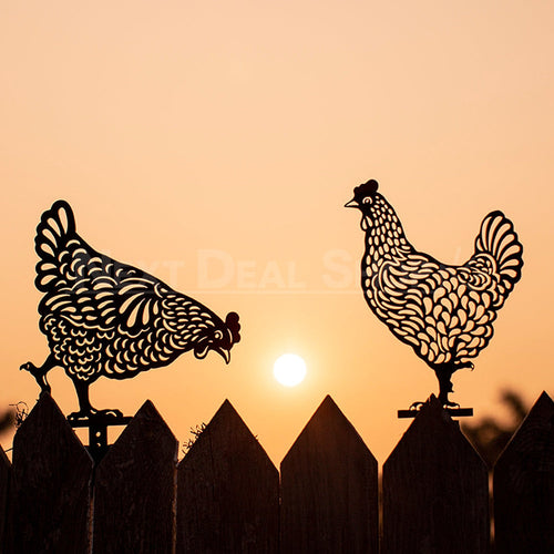 Chicken Family Garden Silhouette Yard Stake