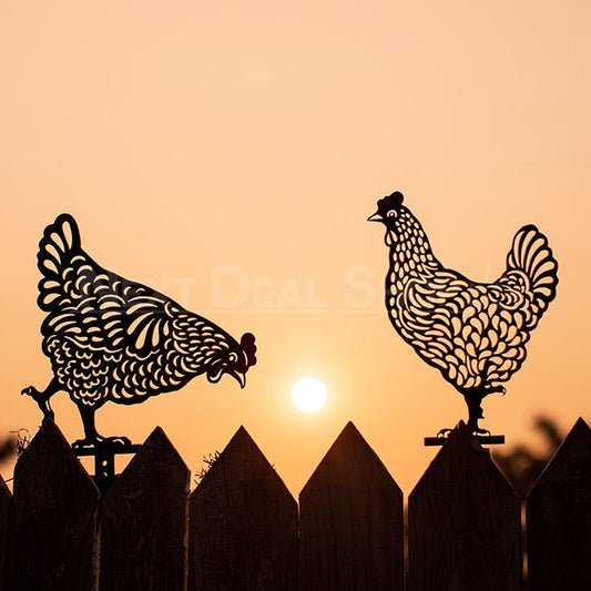 Chicken Family Garden Silhouette Yard Stake