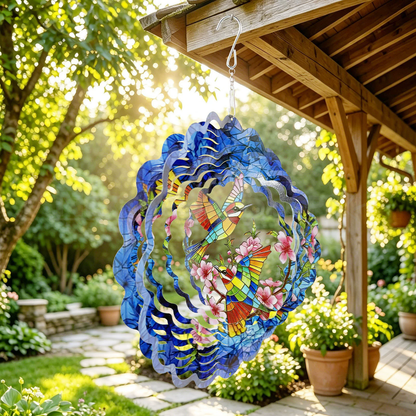 Colorful Birds & Floral Garden Wind Spinner