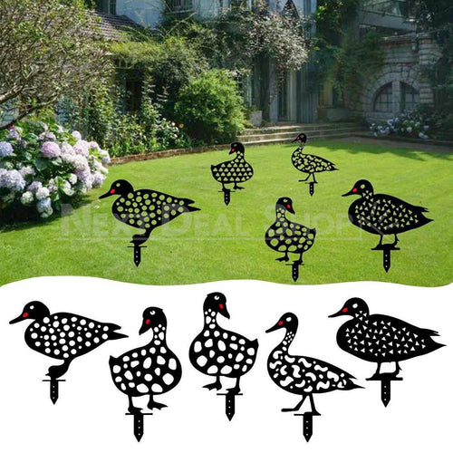 Duck Family Garden Silhouette Yard Stake