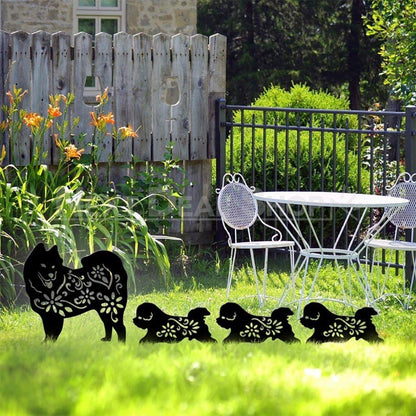 Family Pet Garden Silhouette Yard Stake