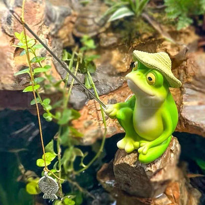Fishing Frog Garden Figurine