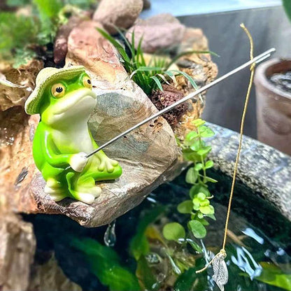 Fishing Frog Garden Figurine
