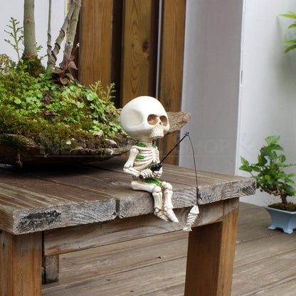 Fishing Skeleton Garden Decor