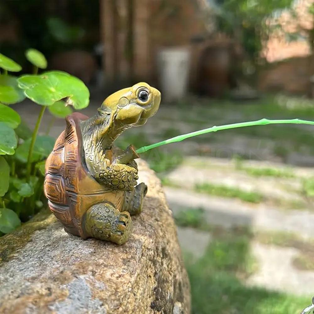 Fishing Turtle Garden Figurine