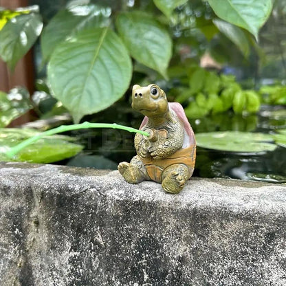Fishing Turtle Garden Figurine