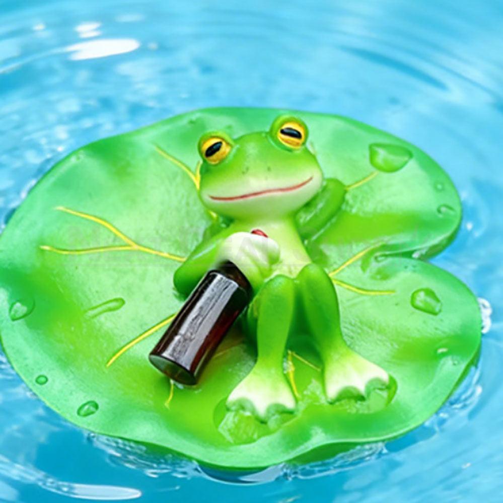 Floating Tipsy Frog on Lotus Leaf Garden Figurine