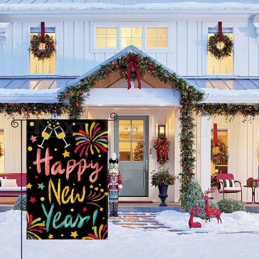 Happy New Year Garden Flag