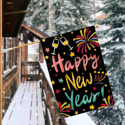 Happy New Year Garden Flag