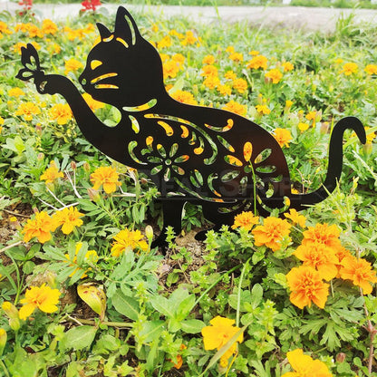 Metal Cat & Butterfly Garden Yard Stake