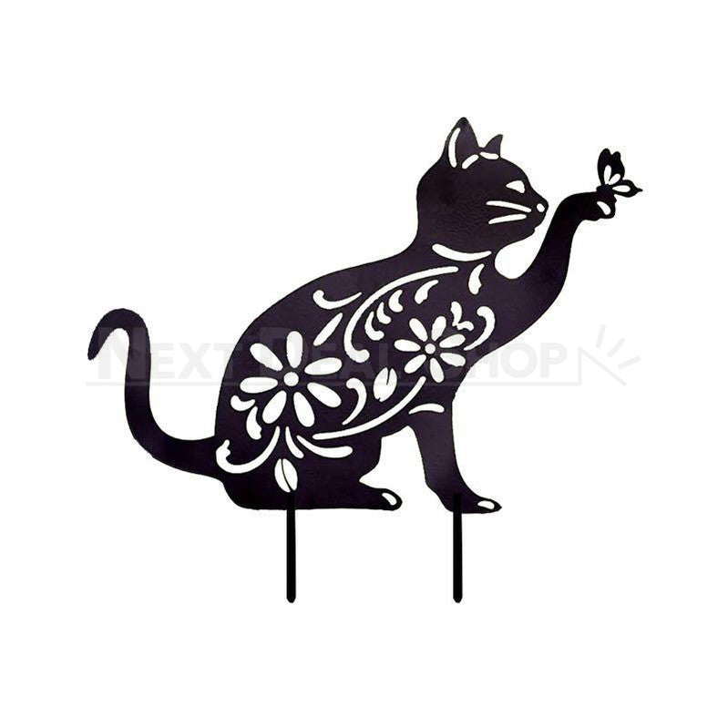 Metal Cat & Butterfly Garden Yard Stake